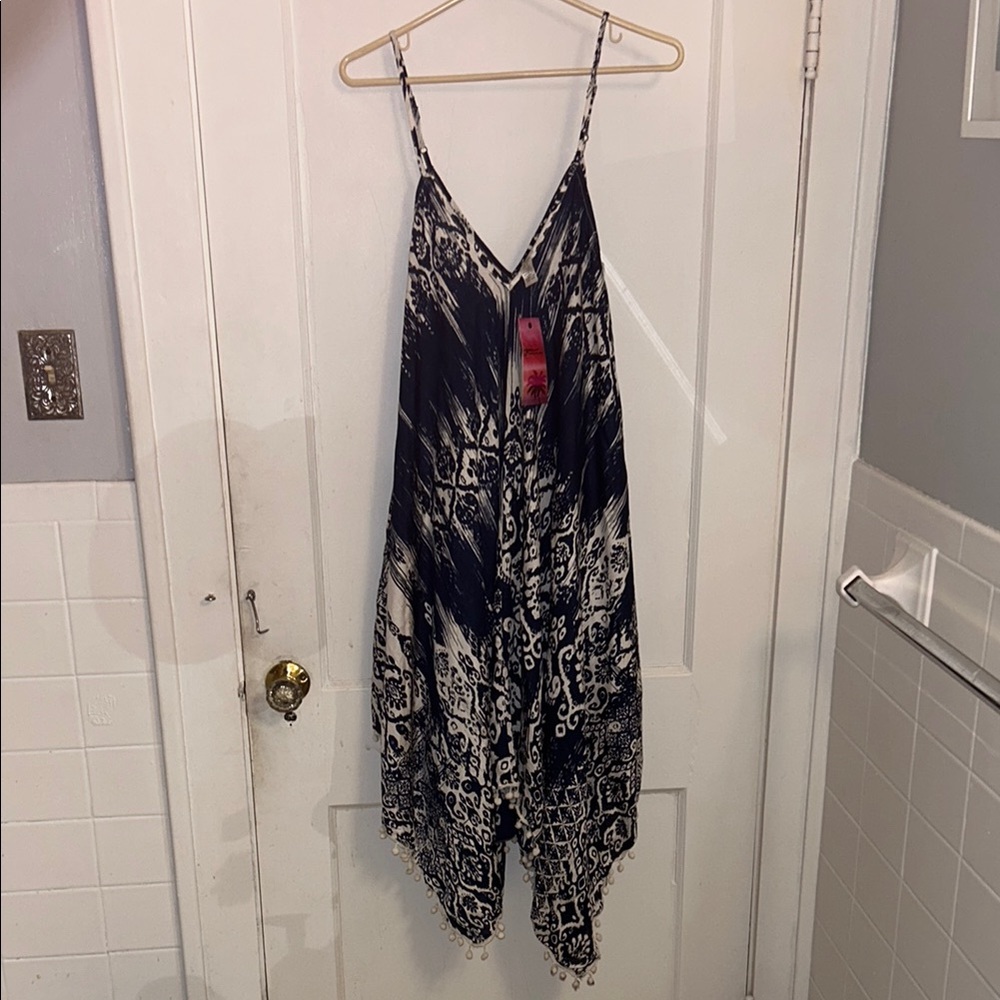 Women's Blue and White swim cover up